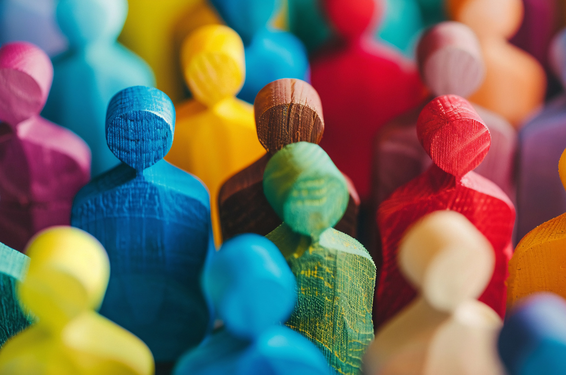 Diverse wooden figures representing an inclusive workplace culture.