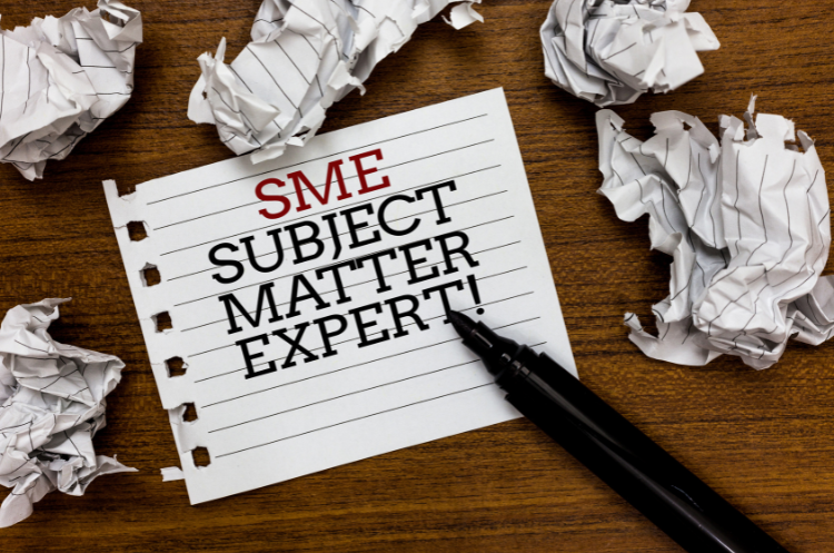 Subject Matter Expert (SME) concept written on paper with marker, highlighting expertise and specialised knowledge.