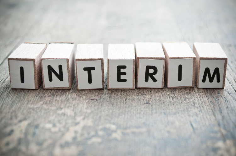 Wooden blocks spelling INTERIM representing interim management, leadership, and organizational transition roles