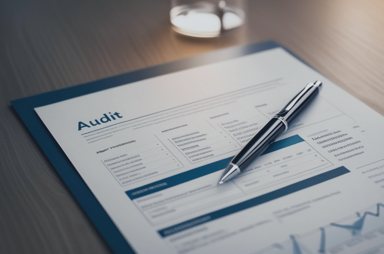 An official audit document and pen on a desk, illustrating the role, strategy, and responsibilities of a Chief Audit Executive (CAE).
