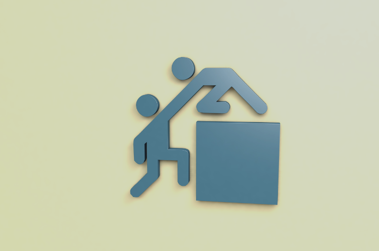 Illustration of a coach guiding a professional within a house-shaped framework, representing executive coaching, leadership development, mentoring, and career growth opportunities in Singapore.